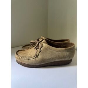 Clarks Originals Wallabee Tan Suede Moccasin Lace Up Shoes Womens